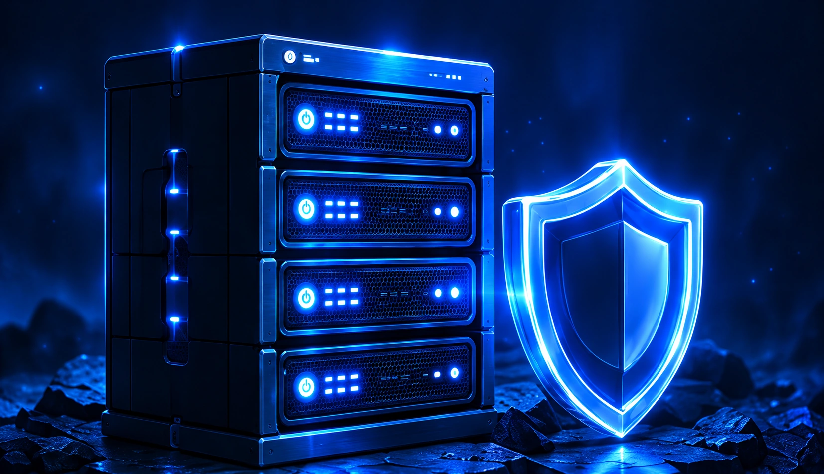 Server rack with X shield