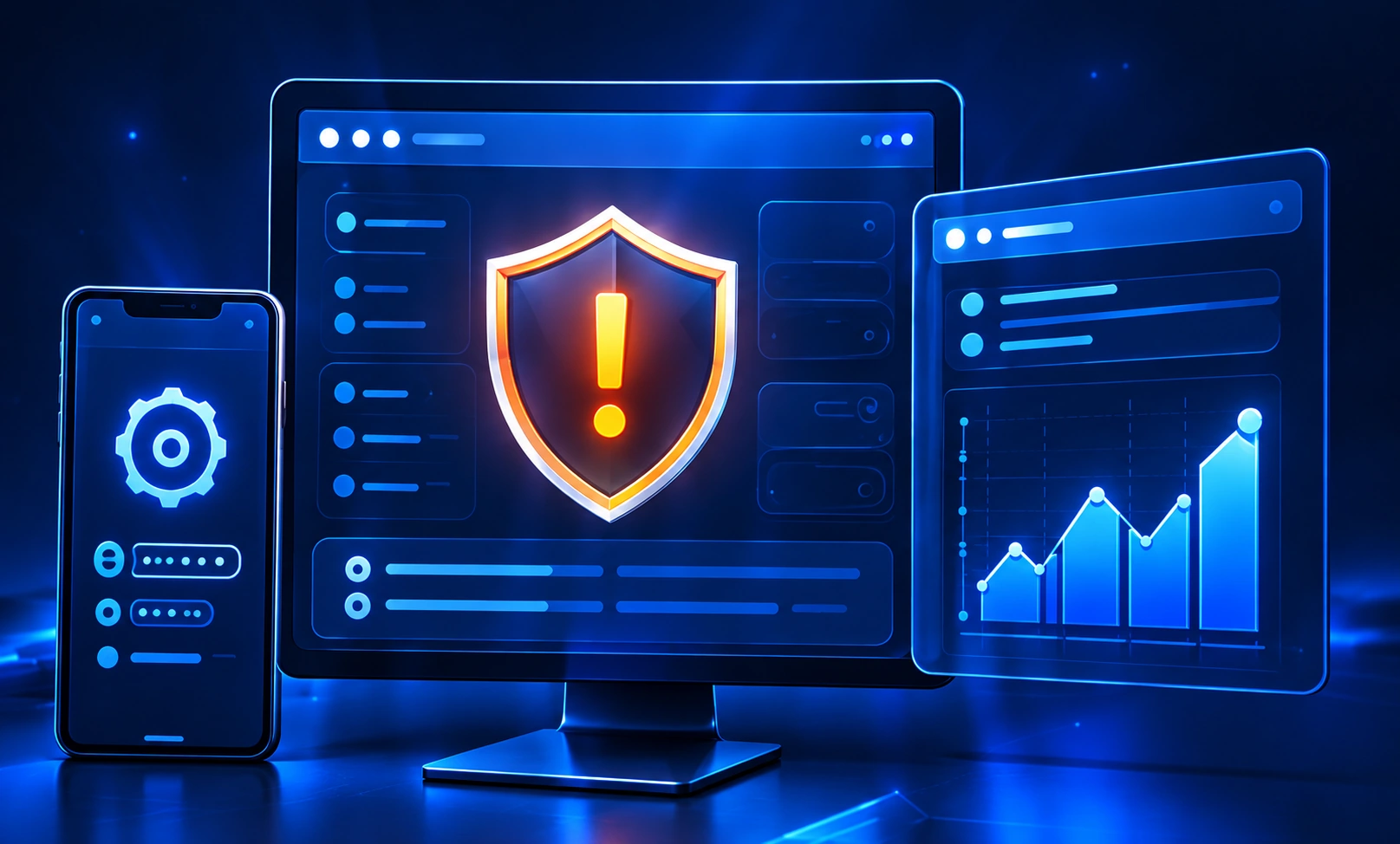 Laptop warning shield and monitoring charts